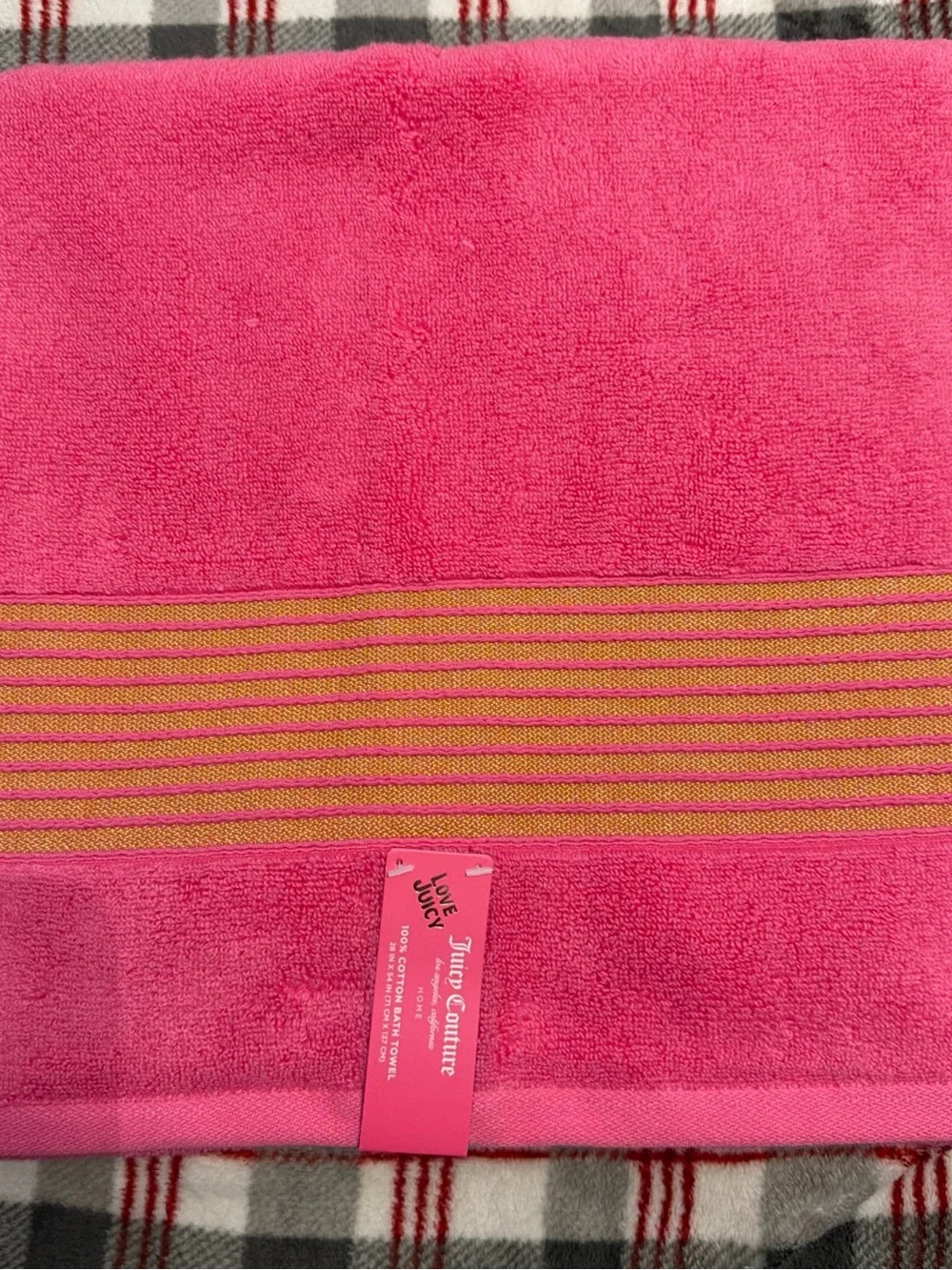 Juicy Couture Hot Pink Cotton Bath Towel